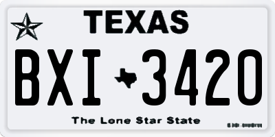 TX license plate BXI3420