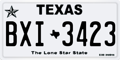 TX license plate BXI3423