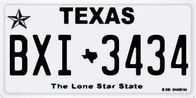 TX license plate BXI3434