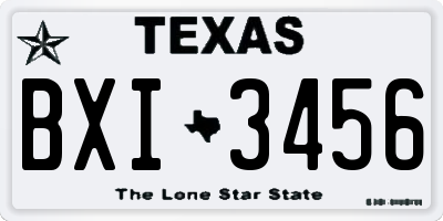 TX license plate BXI3456