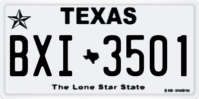TX license plate BXI3501