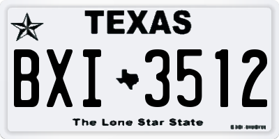 TX license plate BXI3512