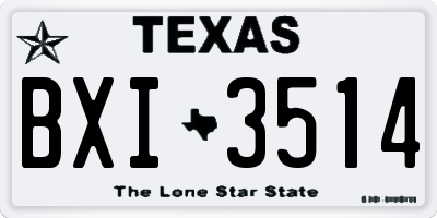 TX license plate BXI3514