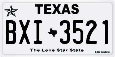 TX license plate BXI3521