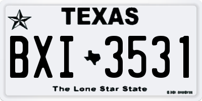 TX license plate BXI3531