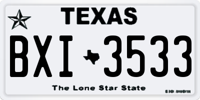 TX license plate BXI3533