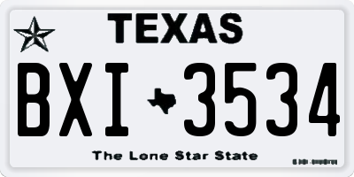 TX license plate BXI3534