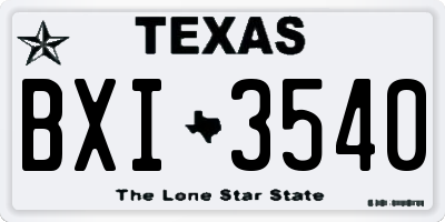 TX license plate BXI3540