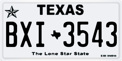 TX license plate BXI3543