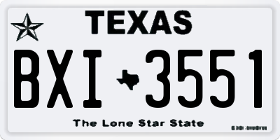 TX license plate BXI3551