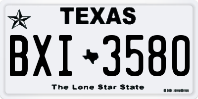 TX license plate BXI3580