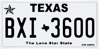 TX license plate BXI3600