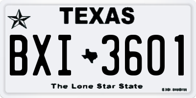 TX license plate BXI3601