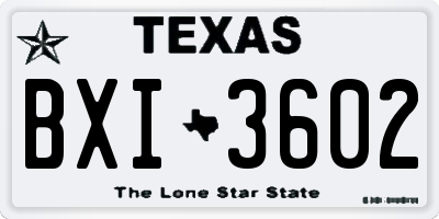 TX license plate BXI3602