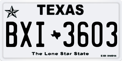 TX license plate BXI3603
