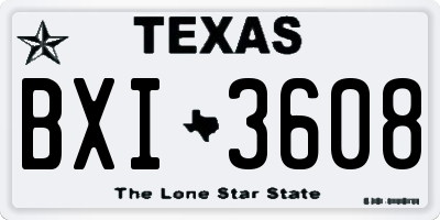 TX license plate BXI3608