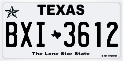 TX license plate BXI3612