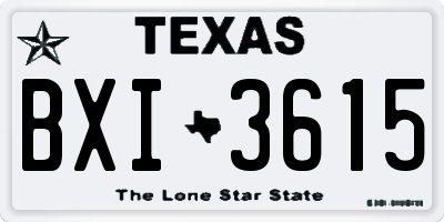 TX license plate BXI3615