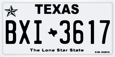 TX license plate BXI3617
