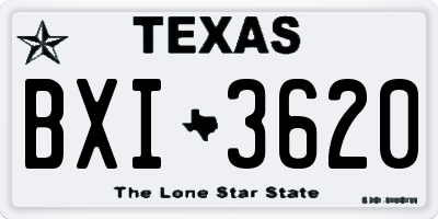 TX license plate BXI3620
