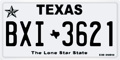 TX license plate BXI3621