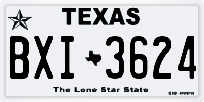 TX license plate BXI3624