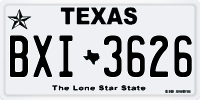 TX license plate BXI3626