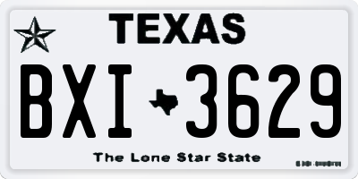 TX license plate BXI3629