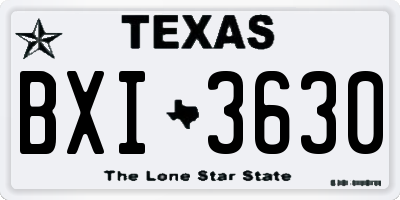 TX license plate BXI3630