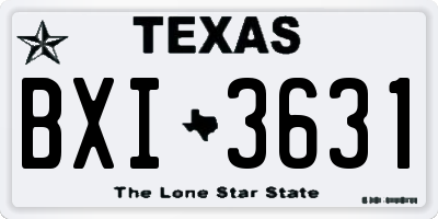 TX license plate BXI3631