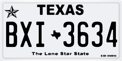 TX license plate BXI3634