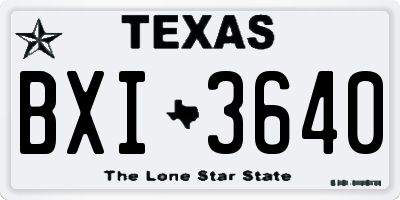 TX license plate BXI3640