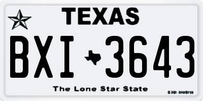 TX license plate BXI3643