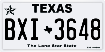 TX license plate BXI3648