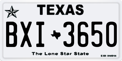 TX license plate BXI3650
