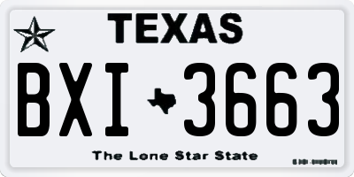 TX license plate BXI3663
