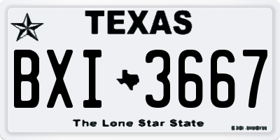 TX license plate BXI3667
