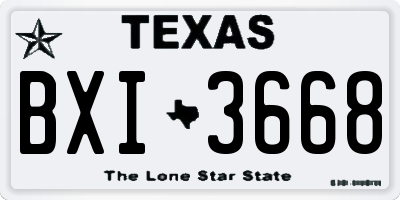 TX license plate BXI3668