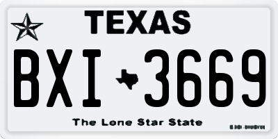 TX license plate BXI3669