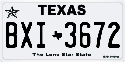 TX license plate BXI3672