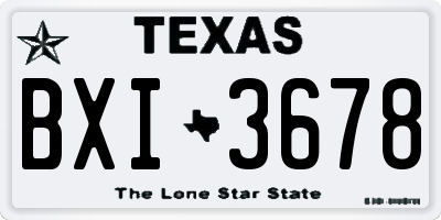 TX license plate BXI3678