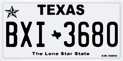 TX license plate BXI3680