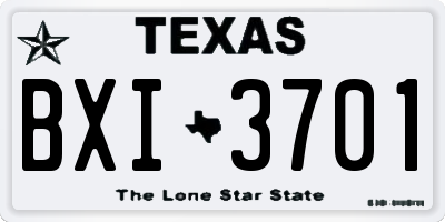 TX license plate BXI3701