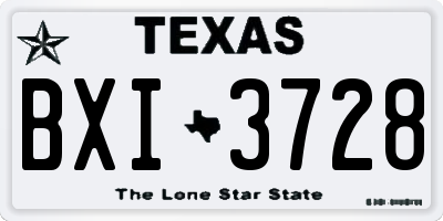 TX license plate BXI3728