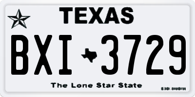 TX license plate BXI3729