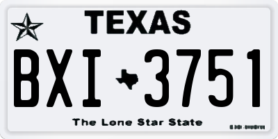 TX license plate BXI3751