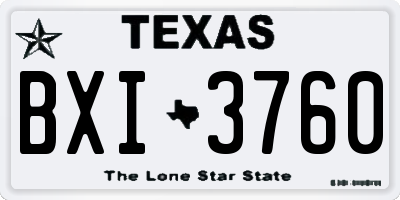 TX license plate BXI3760