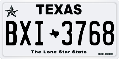 TX license plate BXI3768