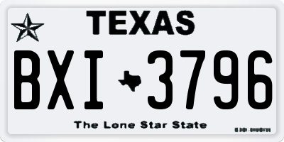 TX license plate BXI3796