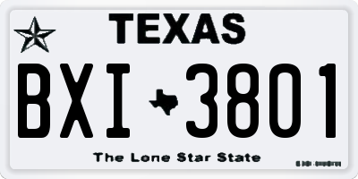 TX license plate BXI3801